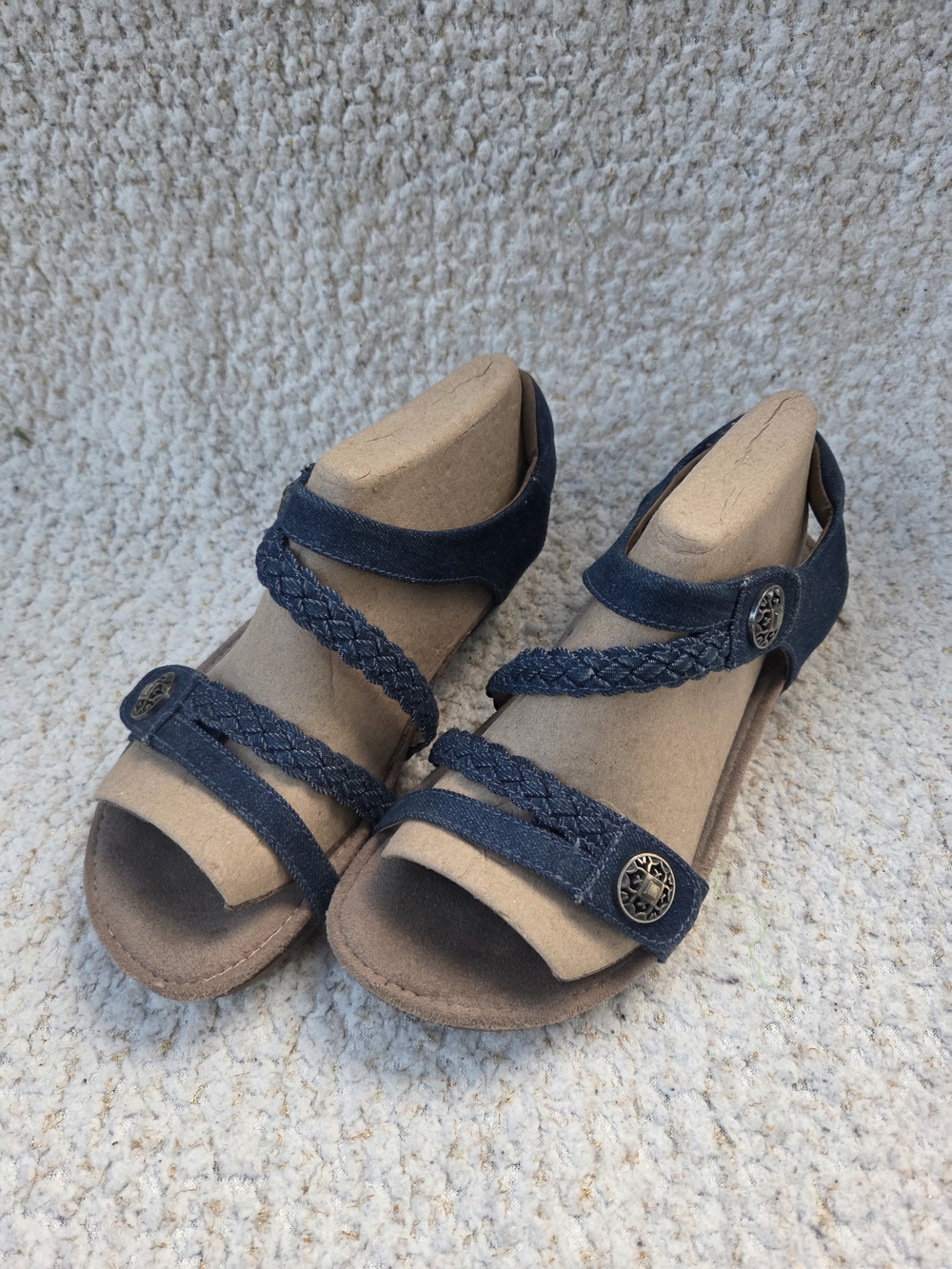 Aetrex Jillian Braided Sandals Denim Size 7
